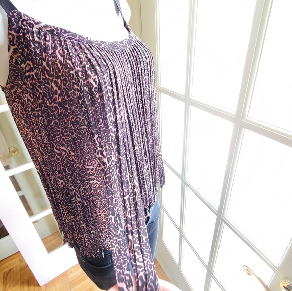 Marciano Cheetah Print 90s Fringe Camisole Top - Picture 7 of 9